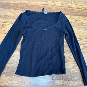 Black Long Sleeve H & M Crop Top